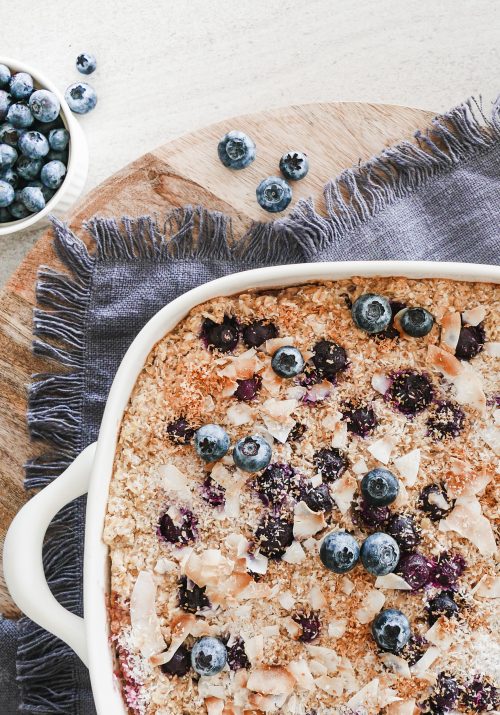 blueberry apple crumble baked oats