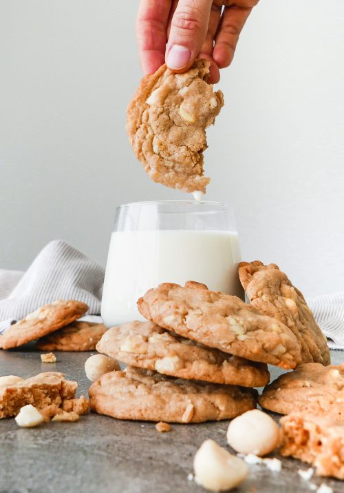 chewy white chocolate and macadamia cookies