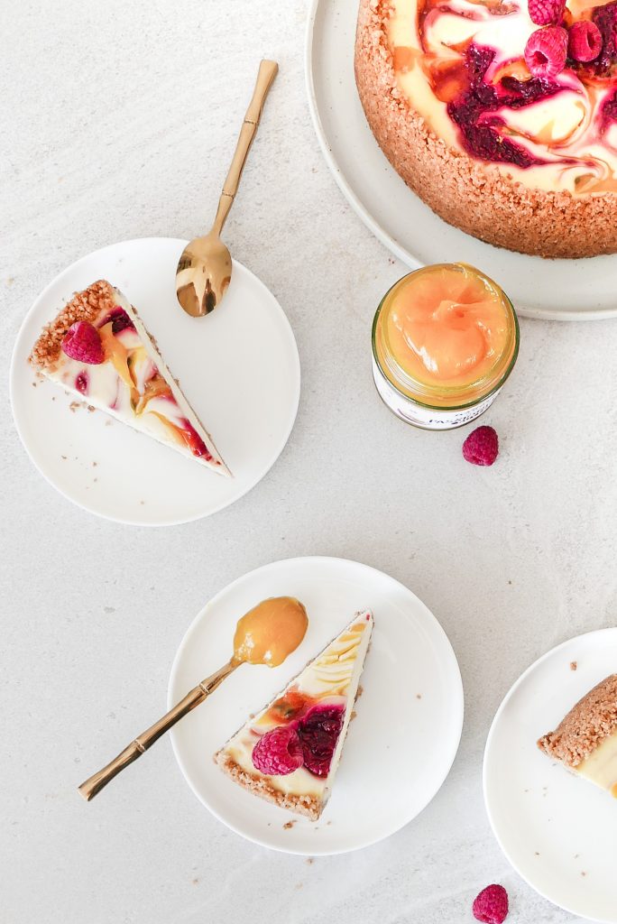 Passionfruit and Raspberry Baked Cheesecake