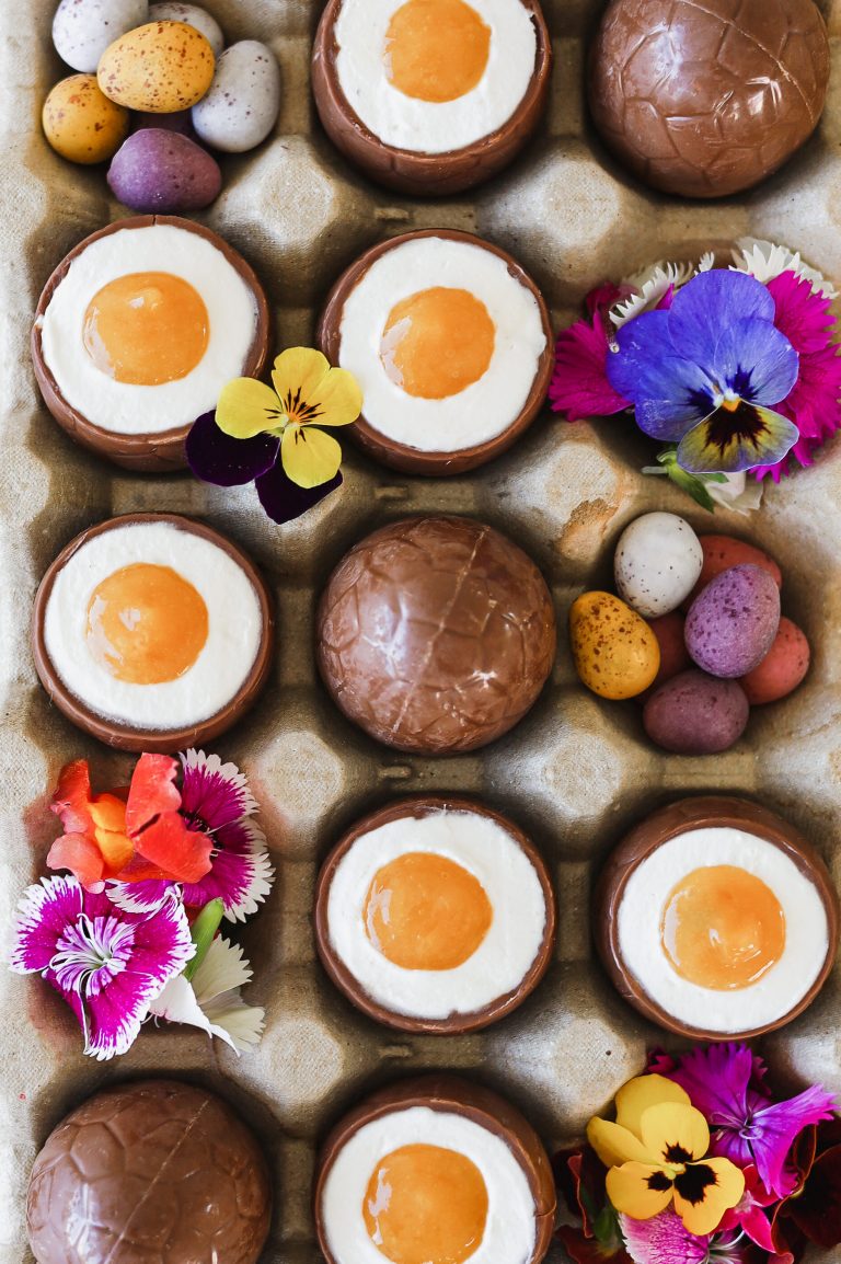 tropical cheesecake mousse filled easter eggs