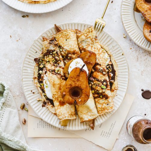 Baked Pear and Hazelnut Crepes